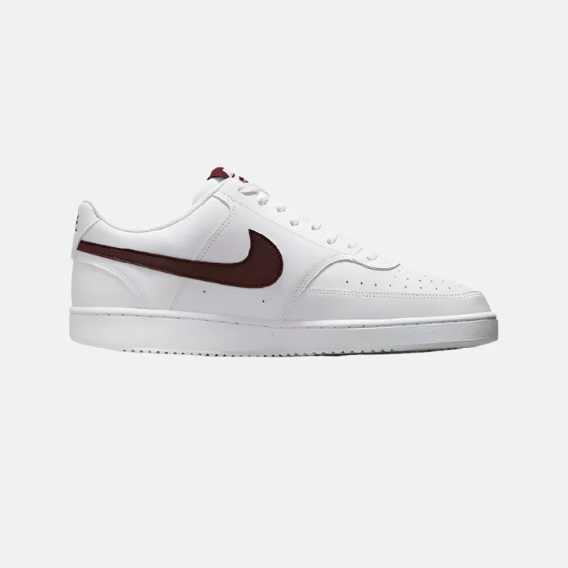 Basketball Shoes With Mesh Ventilation-Nike Court Vision Low Next Nature Men's Basketball Shoes -White/Burgundy Crush