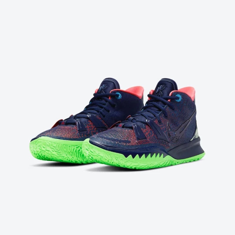 Basketball Shoes With Custom Player Numbers-Nike Kyrie 7 navy blue/green