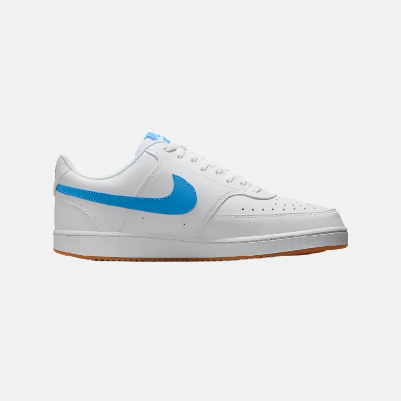 Basketball Shoes For High-Intensity Sports-Nike Court Vision Low Men's Basketball Shoes -White/Gum Yellow/University Blue