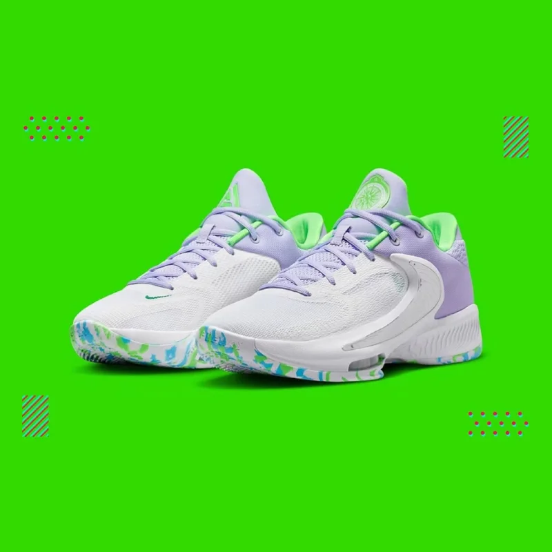 Basketball Shoes For Youth Leagues-Nike Zoom Freak 4 white/neon green