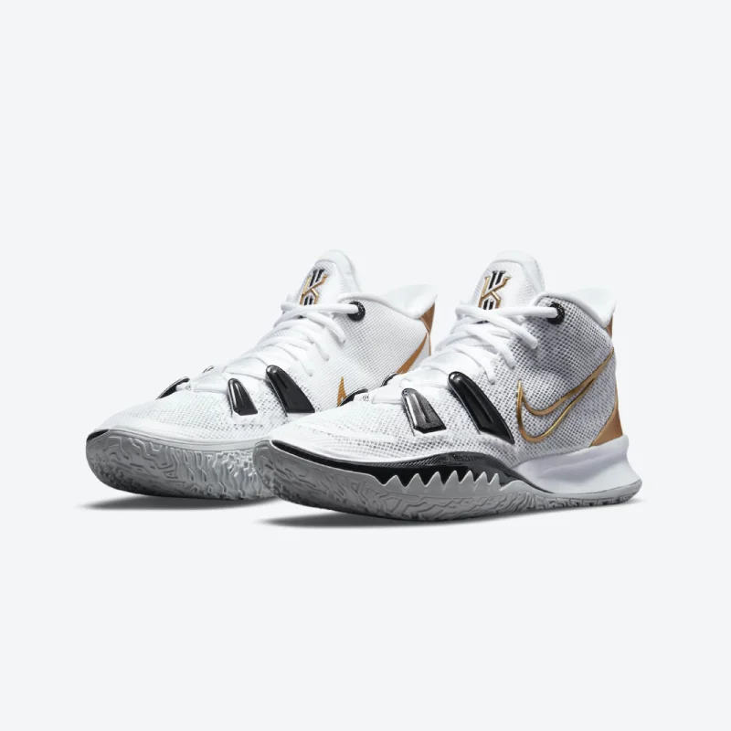 Basketball Shoes For Flat Feet-Nike Kyrie 7 white and gold