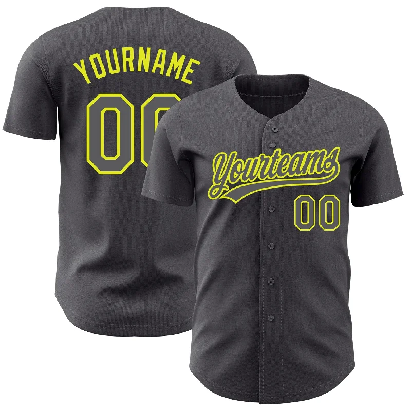 Baseball Jersey For Event Merchandise-Custom Steel Gray Neon Yellow Authentic Baseball Jersey