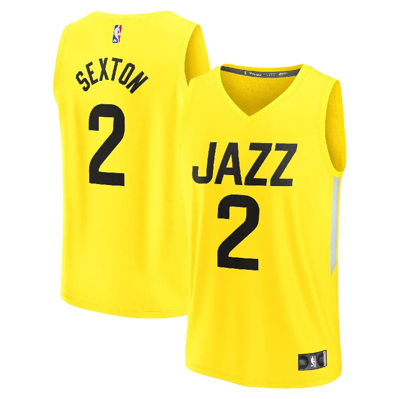 Basketball Jersey With Performance Lining-Collin Sexton Utah Jazz Branded Fast Break Player Basketball Jersey - Icon Edition - Yellow