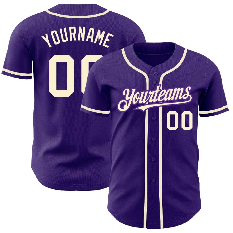 Baseball Jersey For Limited-Edition School Merchandise-Custom Purple Cream Authentic Baseball Jersey