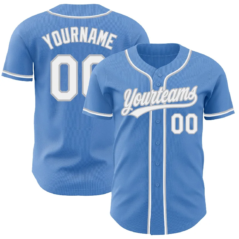 Baseball Jersey For School Event Fan Gear-Custom Powder Blue White-Gray Authentic Baseball Jersey