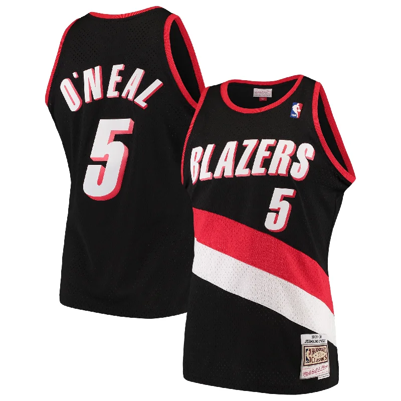 Basketball Jersey For Official Merchandise-Jermaine O'neal Portland Trail Blazers 1999/00 Hardwood Classics Swingman Basketball Jersey - Black