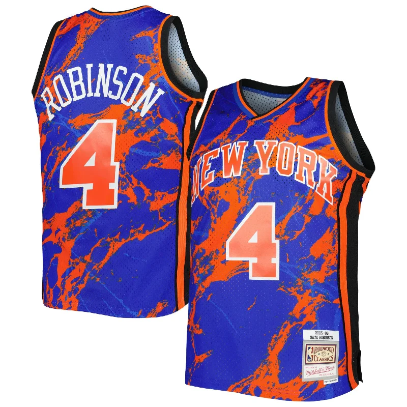 Basketball Jersey For Custom Fabric-Nate Robinson New York Knicks 2005/06 Hardwood Classics Marble Swingman Basketball Jersey - Blue