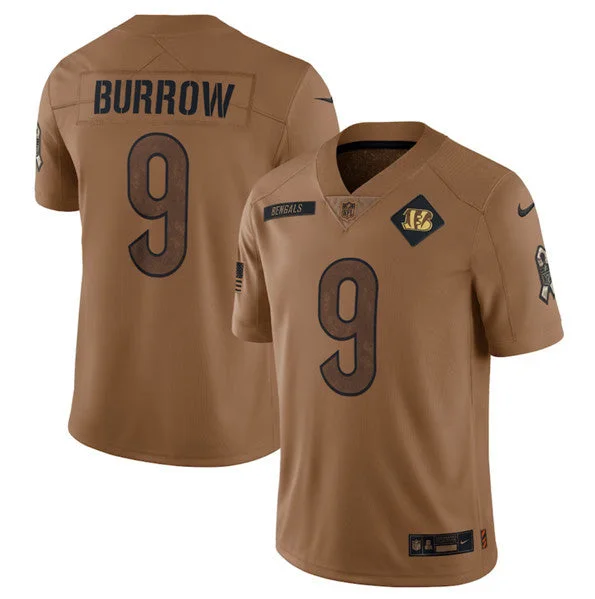 Football Jersey For Custom Player Orders-Men's Cincinnati Bengals #9 Joe Burrow 2023 Brown Salute To Service Limited Football Stitched Jersey