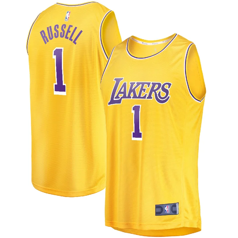 Basketball Jersey For Casual Play-D'angelo Russell Los Angeles Lakers Branded Fast Break Player Basketball Jersey - Icon Edition - Gold