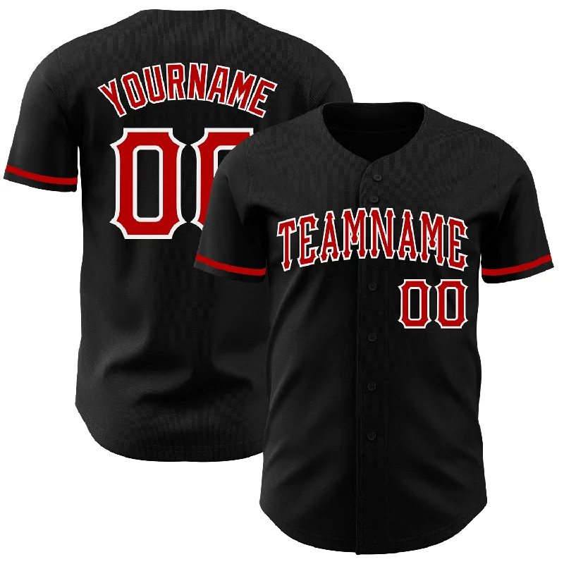 Baseball Jersey For Personalized Fan Apparel-Custom Black Red-White Authentic Baseball Jersey