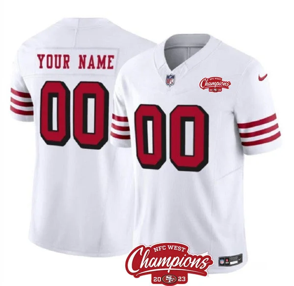 Football Jersey For Family Fan Gear-Men's San Francisco 49ers Active Player Custom White 2023 F.U.S.E. NFC West Champions Patch Alternate Football Stitched Jersey