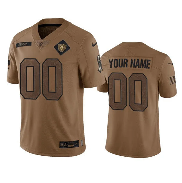 Football Jersey For Family Fan Customization-Men's Las Vegas Raiders Active Player Custom 2023 Brown Salute To Service Limited Football Stitched Jersey