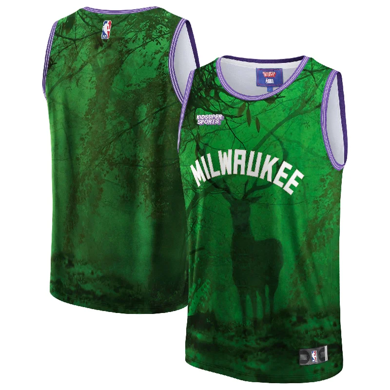 Basketball Jersey For Group Fan Orders-Milwaukee Bucks & Youthsuper Studios By Unisex Hometown Basketball Jersey - Green