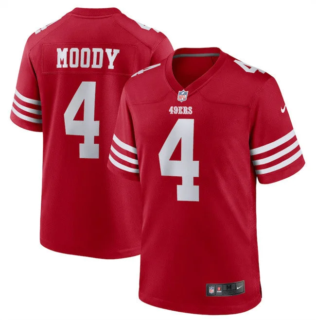 Football Jersey For Players With Special Needs-Men's San Francisco 49ers #4 Jake Moody Red Football Stitched Game Jersey