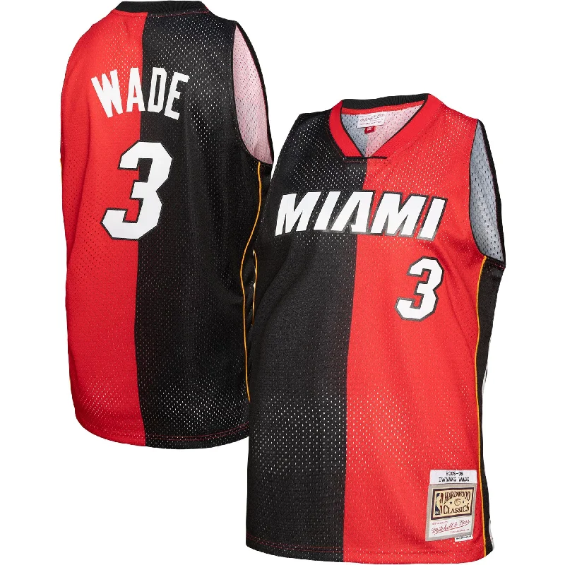 Basketball Jersey For Custom Fabric-Dwyane Wade Miami Heat Hardwood Classics 2005/06 Split Swingman Basketball Jersey - Black/red