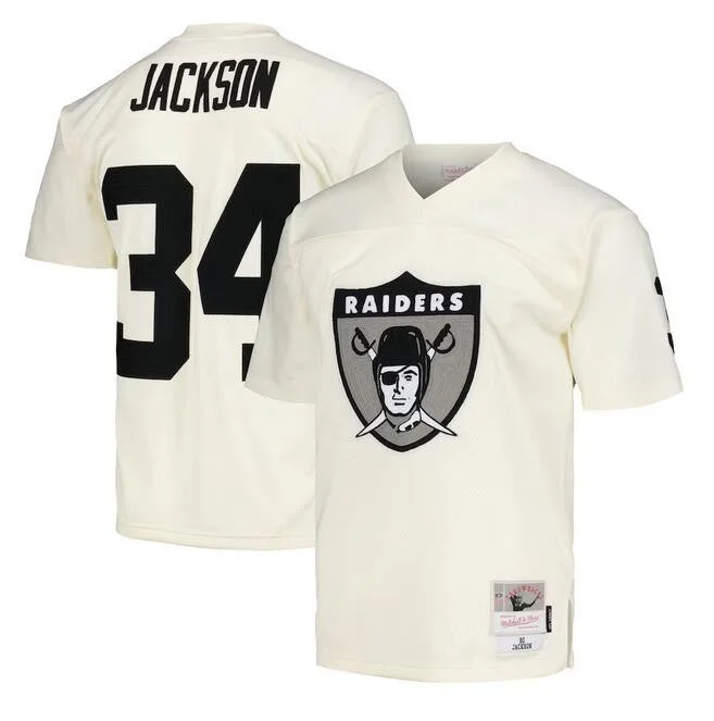 Football Jersey For Exclusive Fan Merchandise-Men's Las Vegas Raiders #34 Bo Jackson Cream Mitchell & Ness Football Stitched Jersey