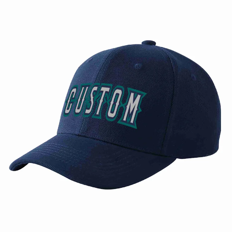 Baseball Cap For College Sports Merchandise-Custom Navy Gray-Navy Curved Eaves Sport Baseball Cap Design for Men/Women/Youth