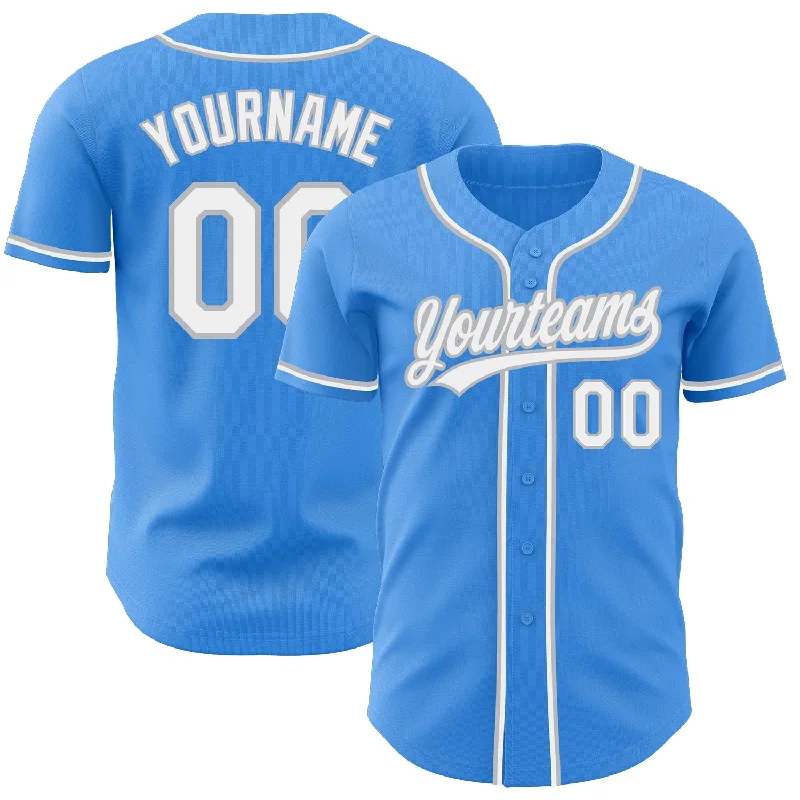 Baseball Jersey For Exclusive Fan Gear-Custom Electric Blue White-Gray Authentic Baseball Jersey