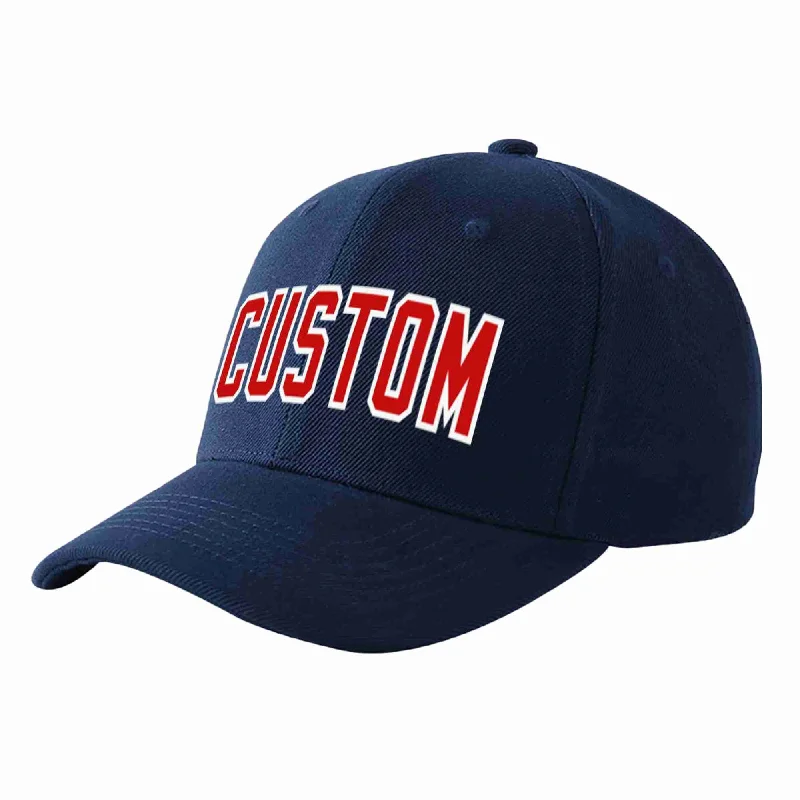 Baseball Cap For Youth Team Apparel-Custom Navy Red-White Curved Eaves Sport Baseball Cap Design for Men/Women/Youth