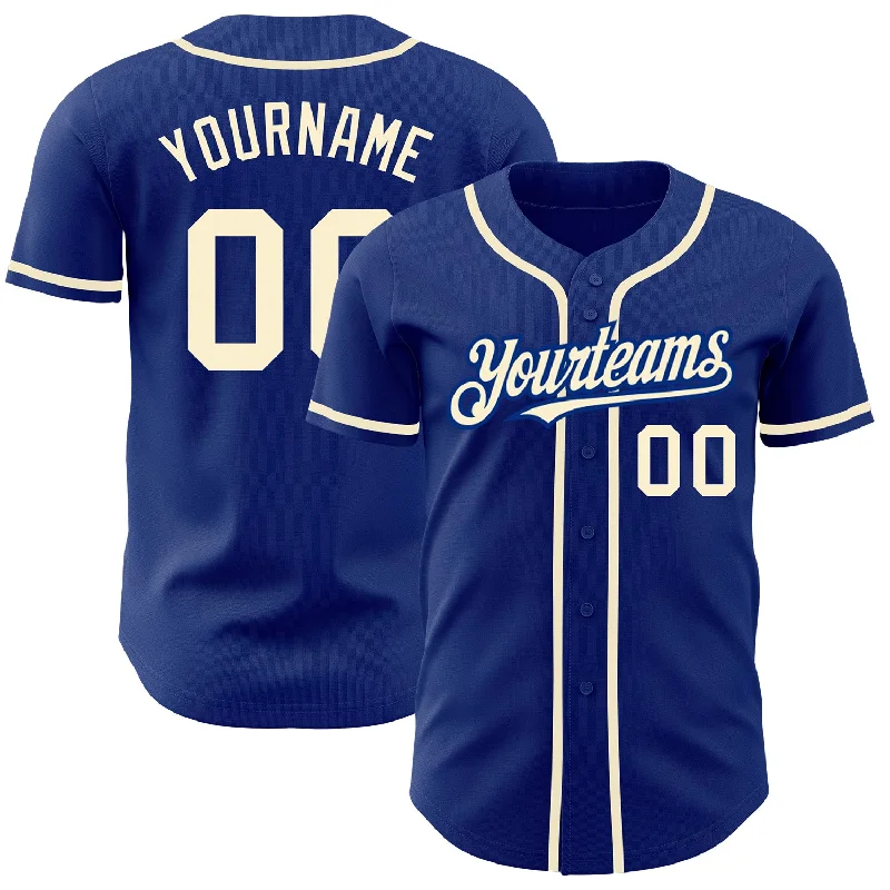 Baseball Jersey For Family Merchandise Orders-Custom Royal Cream Authentic Baseball Jersey