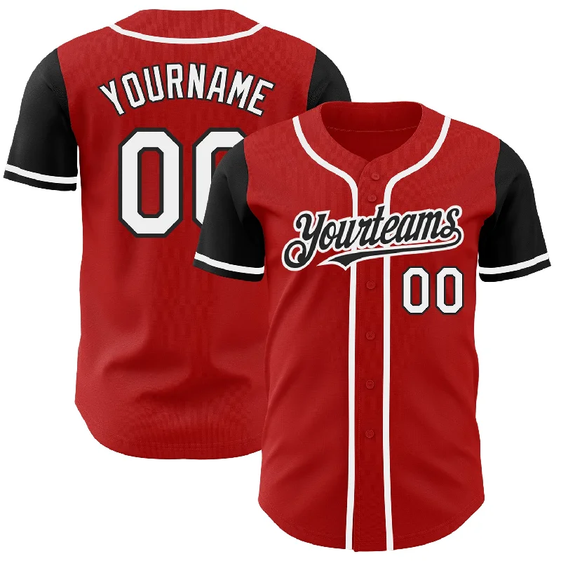 Baseball Jersey For Limited-Edition School Merchandise-Custom Red White-Black Authentic Two Tone Baseball Jersey