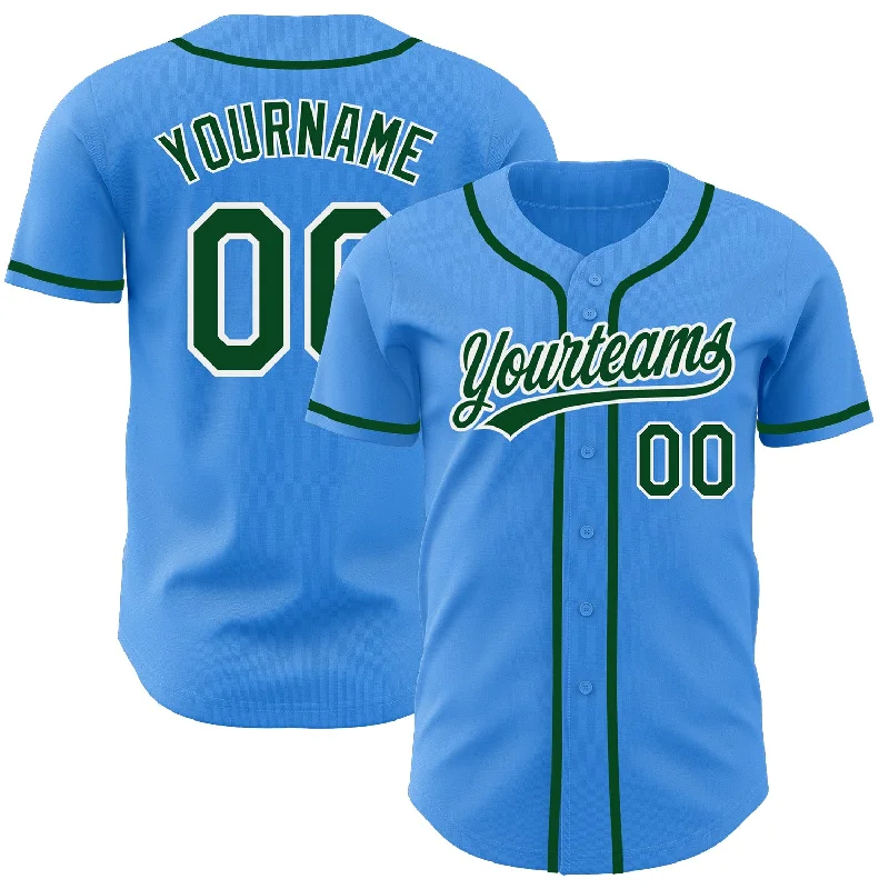 Baseball Jersey For Fundraiser Campaigns-Custom Electric Blue Green-White Authentic Baseball Jersey