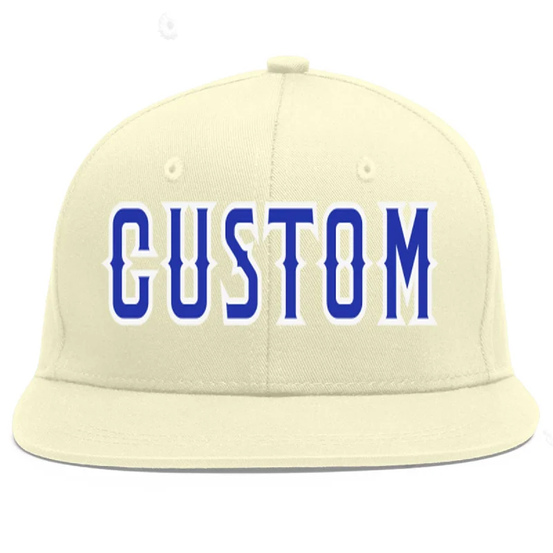 Baseball Cap For Fundraising Campaigns-Custom Cream Royal-White Flat Eaves Sport Baseball Cap