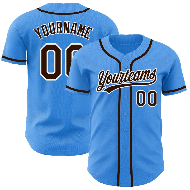 Baseball Jersey For Custom Event Customization-Custom Electric Blue Brown-White Authentic Baseball Jersey