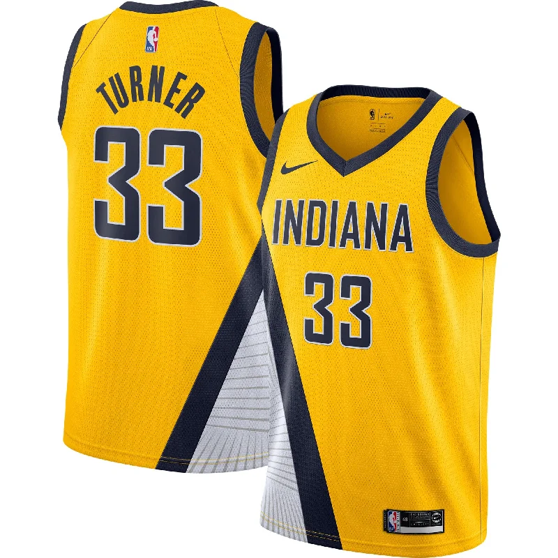 Basketball Jersey For Custom Sports Event Gear-Myles Turner Indiana Pacers Swingman Basketball Jersey Gold - Statement Edition