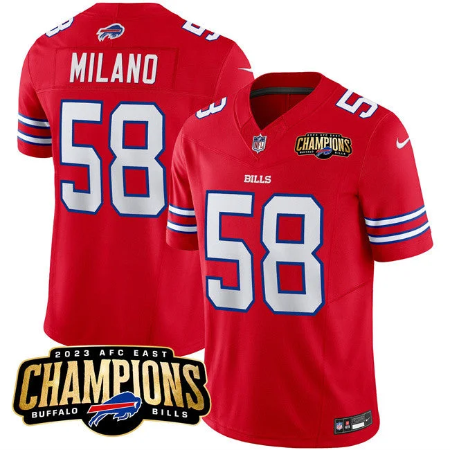 Football Jersey For Performance Customization-Men's Buffalo Bills #58 Matt Milano Red 2023 F.U.S.E. AFC East Champions Ptach Football Stitched Jersey