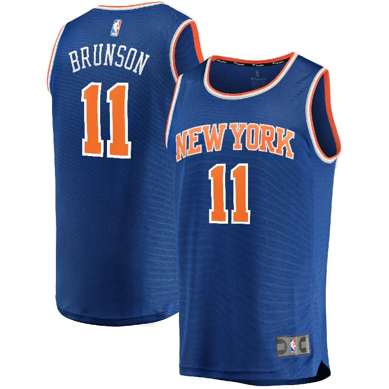 Basketball Jersey For Professional Athletes-Jalen Brunson New York Knicks Branded Fast Break Basketball Jersey - Icon Edition - Blue