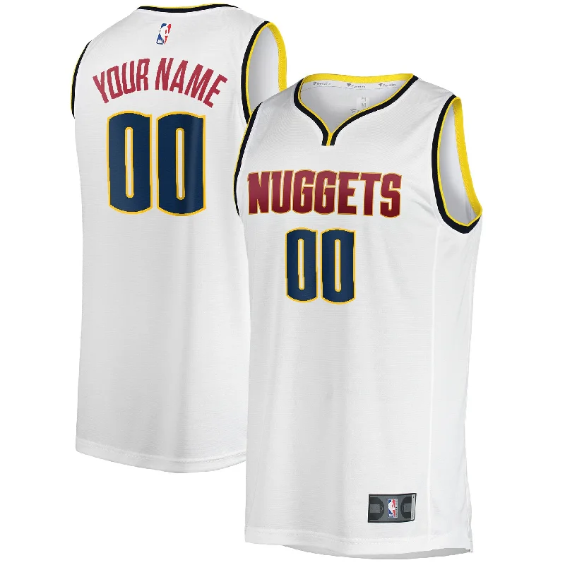 Basketball Jersey With Special Edition Designs-Denver Nuggets Branded Fast Break Custom Basketball Jersey - Association Edition - White