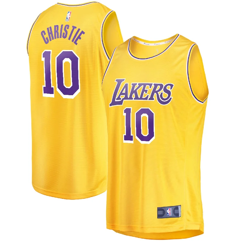 Basketball Jersey For Comfortable Fit-Max Christie Los Angeles Lakers Branded Fast Break Basketball Jersey - Icon Edition - Gold