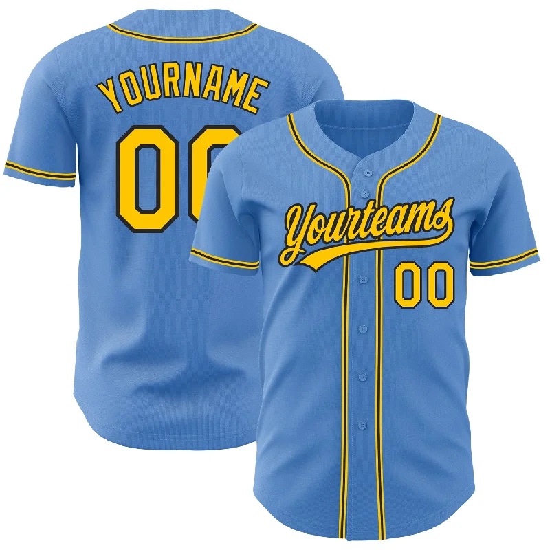 Personalized Baseball Jersey-Custom Powder Blue Yellow-Black Authentic Baseball Jersey