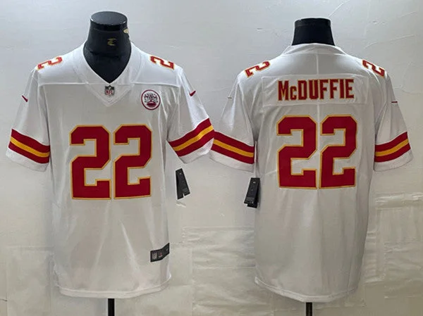 Football Jersey For Youth Fan Gear-Men's Kansas City Chiefs #22 Trent McDuffie White Vapor Untouchable Limited Football Stitched Jersey