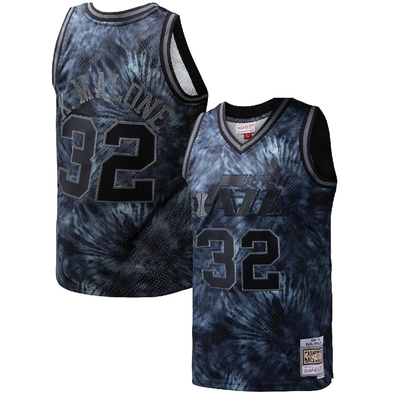 Basketball Jersey For Event-Focused Merchandise-Karl Malone Utah Jazz Hardwood Classics 1991/92 Tie-dye Swingman Basketball Jersey - Black