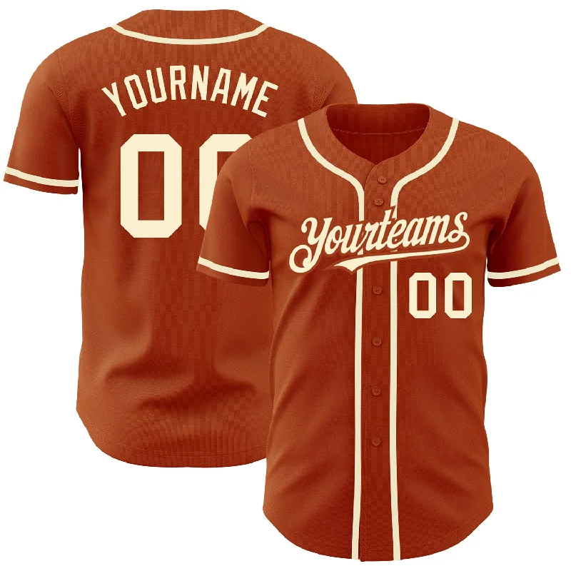 Baseball Jersey For Youth Teams-Custom Texas Orange Cream Authentic Baseball Jersey