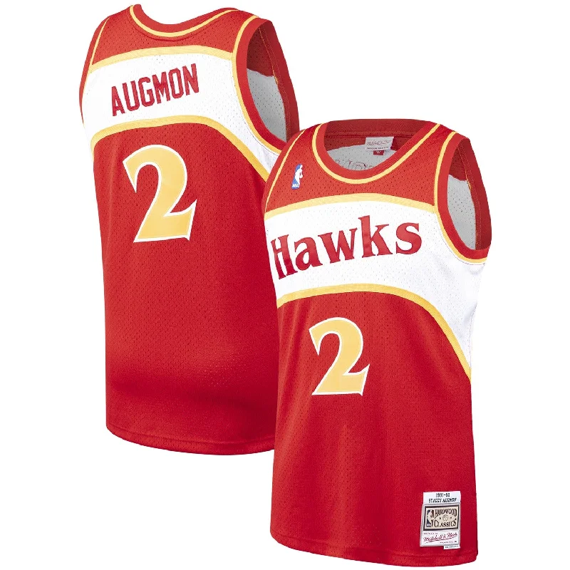 Basketball Jersey For Kids With Custom Names-Stacey Augmon Atlanta Hawks 1991/92 Hardwood Classics Swingman Basketball Jersey - Red