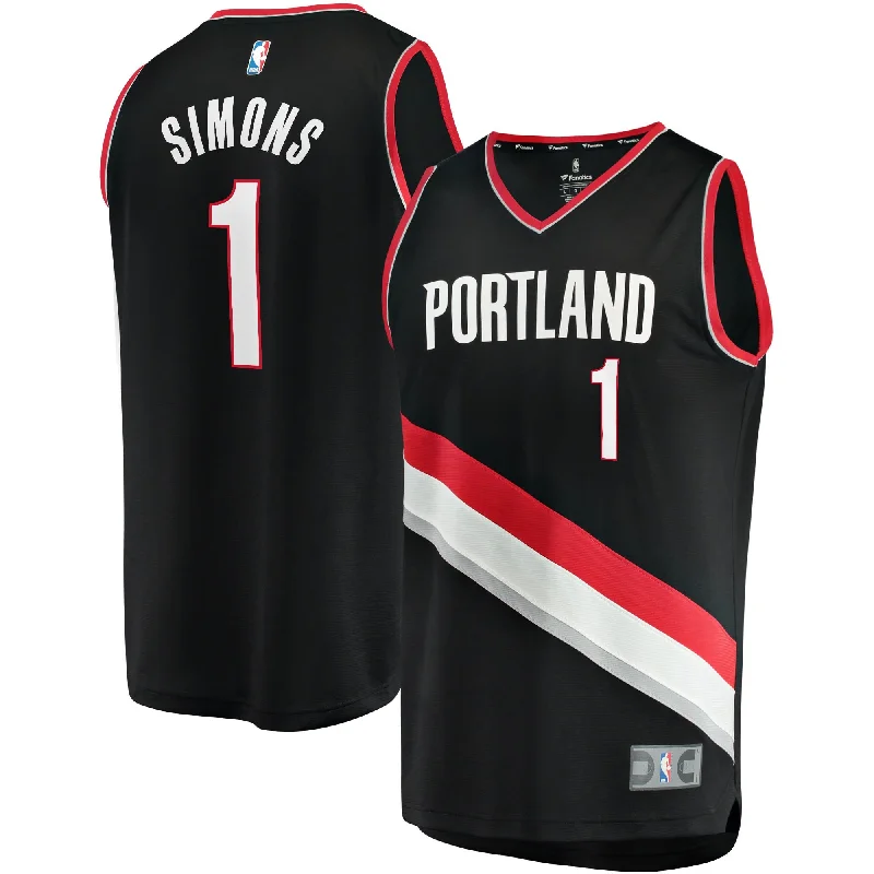 Basketball Jersey For School Custom Orders-Anfernee Simons Portland Trail Blazers Branded Fast Break Basketball Jersey - Icon Edition - Black