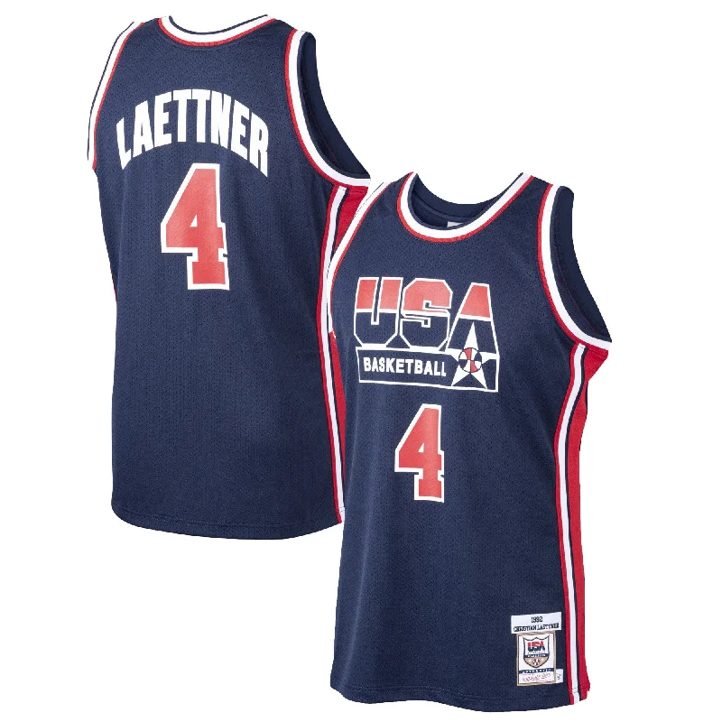 Basketball Jersey For Professional Fans-Christian Laettner Usa Basketball 1992 Dream Team Basketball Jersey - Navy