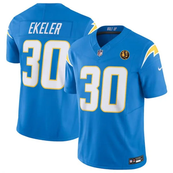 Football Jersey For Softball Fan Customization-Men's Los Angeles Chargers #30 Austin Ekeler Light Blue 2023 F.U.S.E. With John Madden Patch Vapor Limited Football Stitched Jersey