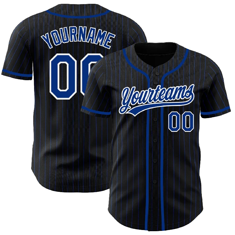 Baseball Jersey For Custom Order Campaigns-Custom Black Royal Pinstripe Royal-White Authentic Baseball Jersey