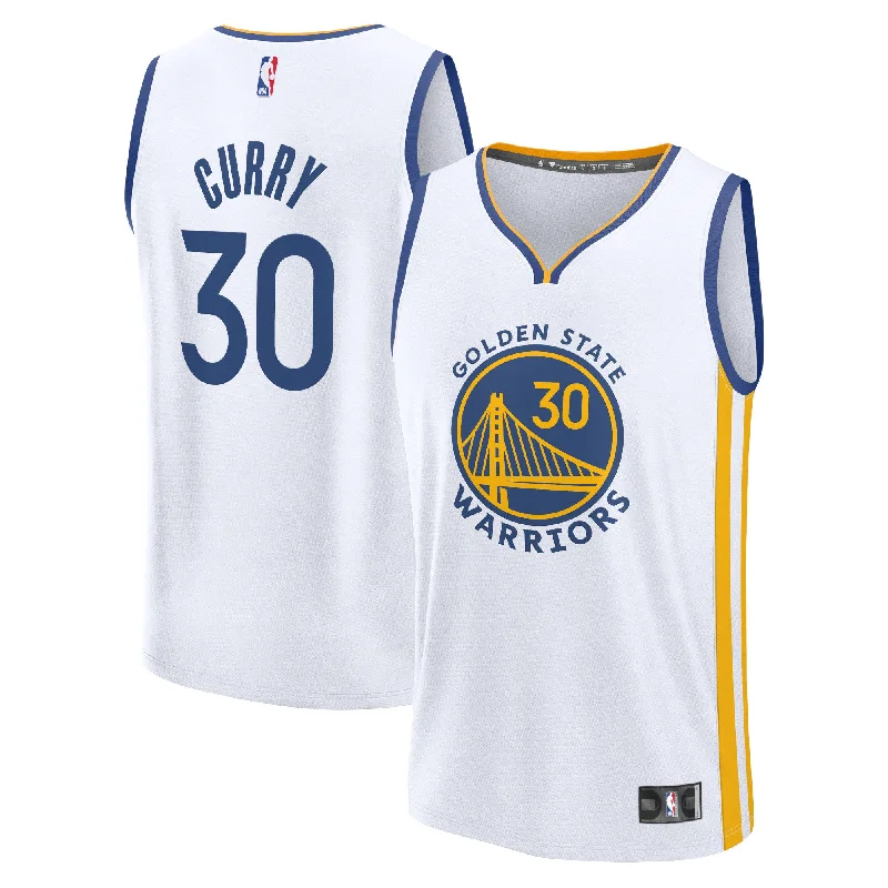 Basketball Jersey With Customizable Features-Stephen Curry Golden State Warriors Branded Fast Break Player Basketball Jersey - Association Edition - White