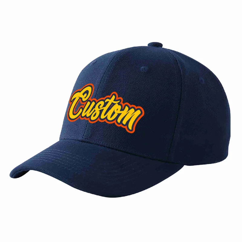 Baseball Cap For Custom Merchandise Orders-Custom Navy Gold-Navy Curved Eaves Sport Baseball Cap Design for Men/Women/Youth