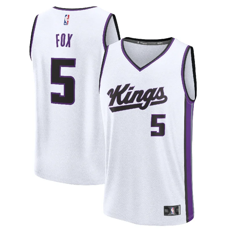 Basketball Jersey For Custom Fan Gear-De'aaron Fox Sacramento Kings Branded Fast Break Basketball Jersey - Association Edition - White