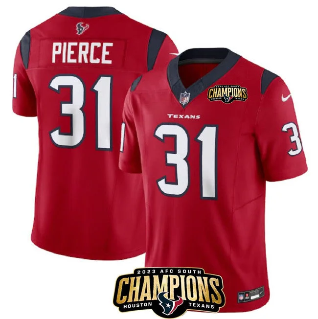 Football Jersey For Official Fan Gear-Men's Houston Texans #31 Dameon Pierce Red 2023 F.U.S.E. AFC South Champions Patch Vapor Untouchable Limited Football Stitched Jersey