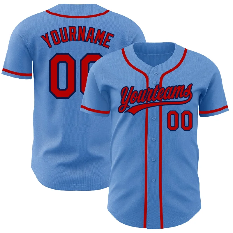 Baseball Jersey For College Teams-Custom Powder Blue Red-Navy Authentic Baseball Jersey