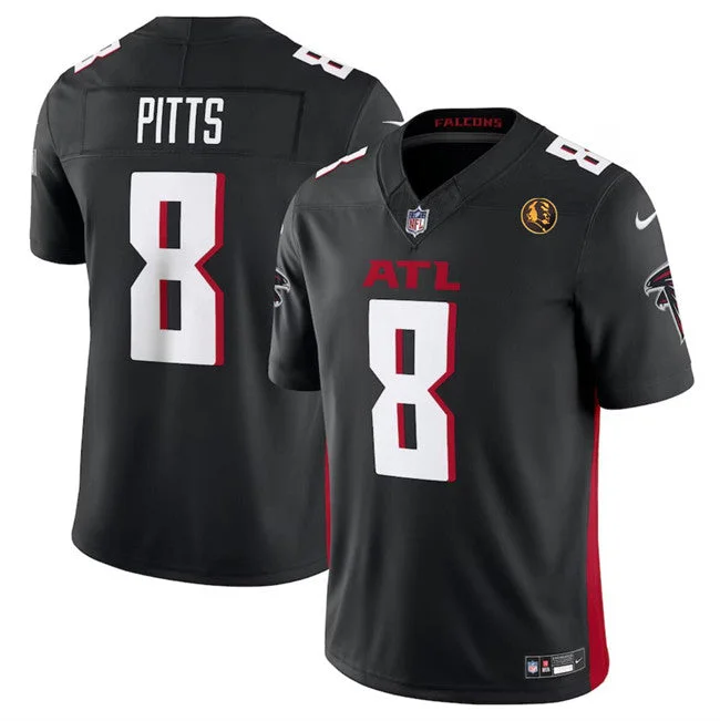 Football Jersey For Limited Edition Designs-Men's Atlanta Falcons #8 Kyle Pitts Black 2023 F.U.S.E. With John Madden Patch Vapor Limited Football Stitched Jersey