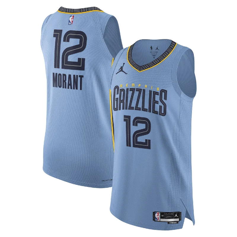 Basketball Jersey For Performance Wear-Ja Morant Memphis Grizzlies Jordan Brand Player Basketball Jersey - Statement Edition - Light Blue