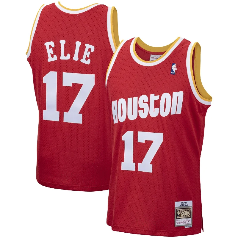 Basketball Jersey For Player-Specific Merchandise-Mario Elie Houston Rockets 1993/94 Hardwood Classics Swingman Basketball Jersey - Red